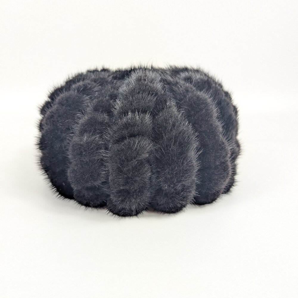 Vintage Dena Dyed Mink Black Hat with Knit Lining Fur Originated in Denmark